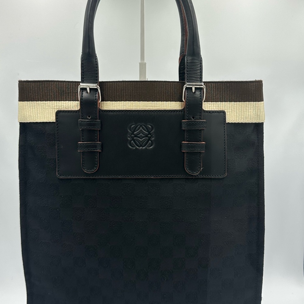 LOEWE Black Jacquard‎ Leather Structured Tote Bag | Pre-Owned Luxury